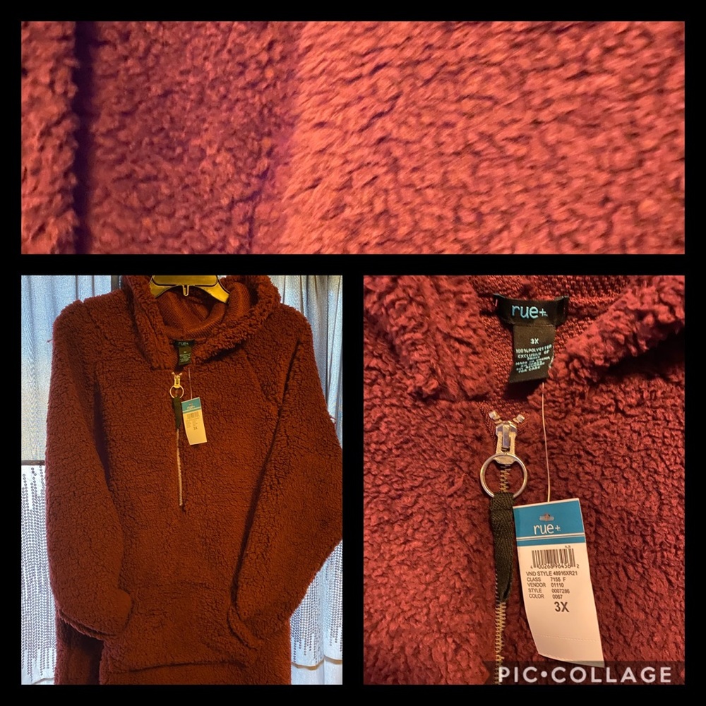 NWT 3x BURGUNDY PLUSH HOODIE